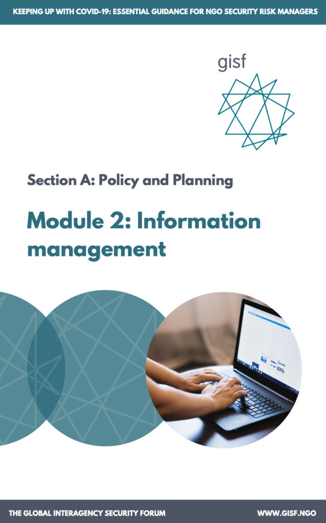 Image for Keeping up with COVID-19: essential guidance for NGO security risk managers – Module A2: Information Management