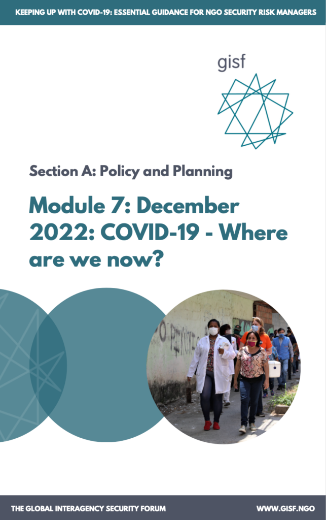 Image for Keeping up with COVID-19: essential guidance for NGO security risk managers – Module A7: December 2022: COVID-19 – Where are we now?